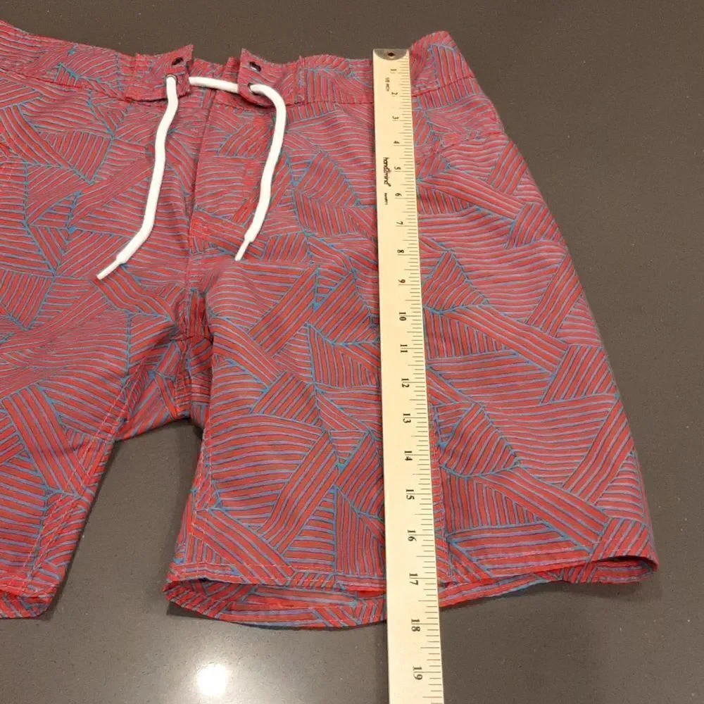 Trunks Surf and Swim Co. Aqua and Red Striped Pattern Trunks